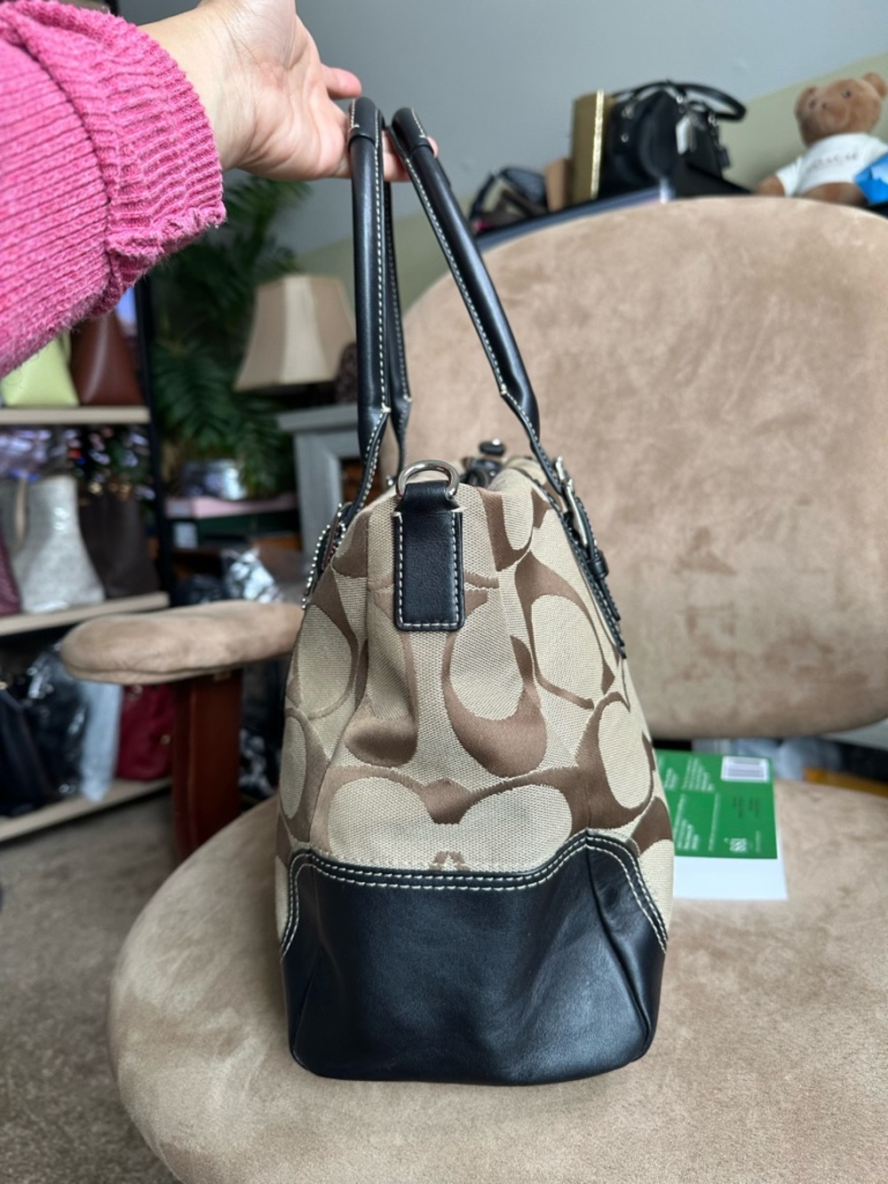 Coach Hampton Signature Large Satchel Brown Style F15670 Good Condition - Picture 5 of 12